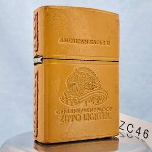 1円～ zippo 美品 アメリカンイーグル AMERICAN EAGLE Ⅱ 革巻き 本革 ジッポー オイルライター USA ZC46