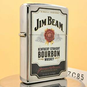 1000円～ zippo 美品 ジムビーム ジッポ シルバー JIM BEAM ウイスキー 企業コラボ シルバー SILVER color ジッポ オイルライター USA ZC85