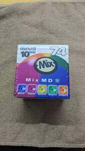 レア品　未使用　maxell Mix　MD74 ５色のスケルトンカートリッジ　MD-74MIXF.10P 10PACK　録音用ミニディスク　長期保管品