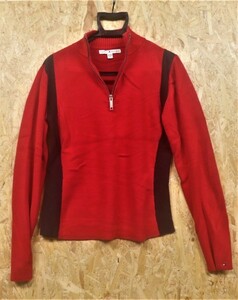 （SW-0277）TOMMY HILFIGER ジップアップ コットン カットソー（XL）実寸だとメンズＳ位 【中古良品】