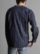 The DUFFER of ST.GEORGE NO COLLAR DENIM SHIRT：インディゴデニム ノーカラーシャツ M_画像3