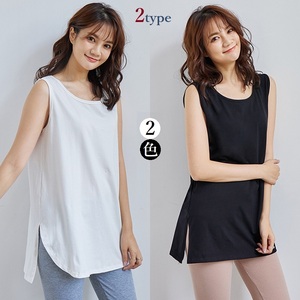  tank top lady's tops spring summer t shirt no sleeve casual no sleeve cut and sewn body type cover inner cotton ( rectangle black )