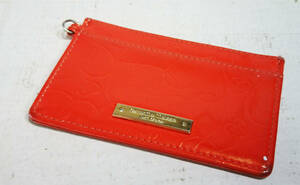 *M17*Samantha Thavasa Samantha Thavasa card-case original leather enamel orange Heart pattern 