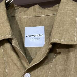 and wander アンドワンダー オープンカラーシャツ ヘンプ クールマックス Khaki 新品未使用 売り切りの画像3