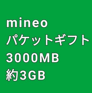 即決 再発行可 匿名取引 約3GB 3000MB mineo パケットギフトコード 送料無料 マイネオ