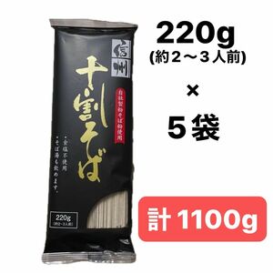 信州 十割そば 十割蕎麦 干しそば 220g × 5袋セット おびなた 長野