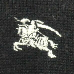 即決★BURBERRY BLACK LABEL★メンズL 廃版 ニット セーター バーバリーブラックレーベル 3 黒 カシミヤ混 三陽商会 ナイト刺繍の画像5