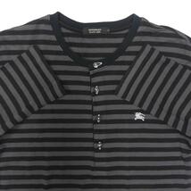 即決★日本製 BURBERRY BLACK LABEL★メンズM 廃版 Tシャツ ロンT バーバリーブラックレーベル 2 黒 ボーダー カットソー 長袖 刺繍_画像3