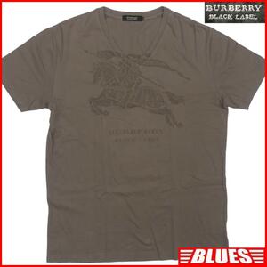 即決★BURBERRY BLACK LABEL★メンズL 廃版 Tシャツ バーバリーブラックレーベル 3 茶 カットソー ナイトビッグロゴ 半袖