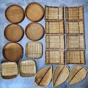 竹編み　銘々皿　いろいろ19枚セット　未使用　/天然竹/和菓子皿/和食器/