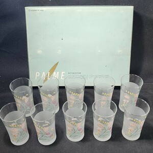 ate rear PALME tumbler 10 customer unused in box / floral print / stone . glass /gala spade / beer glass / tableware /