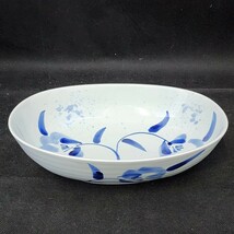 染付花絵　26,5cm　楕円盛鉢　未使用　/オーバルボウル/大鉢/食器/陶磁器/_画像1