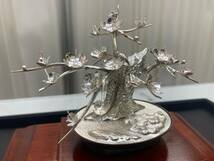 【春一番セール】【伝統工芸品】純銀製　盆栽　『梅』　光則作　ガラスケース　置物　SILVER ORNAMENT　サイズ1号_画像4