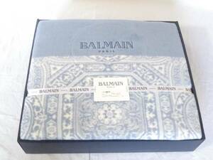 ★未使用★BALMAIN バルマン/シルク混綿毛布/140×200cm/ブルー/箱あり