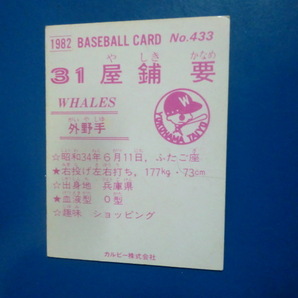 カルビー プロ野球 1982 No.433 屋鋪要の画像2