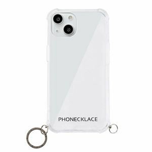 【新品】PHONECKLACE ストラップ用リング付きクリアケース for iPhone 13 ガンブラックチャーム PN21600i13BK