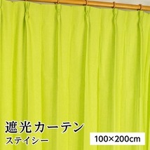 【新品】遮光カーテン サンシェード 2枚組 / 100cm×200cm グリーン / 無地 シンプル 洗える 形状記憶 『ステイシー』 九装_画像1