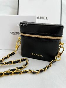 新品 シャネル リップケースポーチ CHANEL チェーン 小物入れ ノベルティ ポーチ 箱付き ブラック ロゴ 