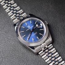 メンズ 腕時計 デイト シルバー シック クラシック 機械式 自動巻 ブルー ジャスト オマージュ ROLEX ロレックス　デイトジャスト_画像7