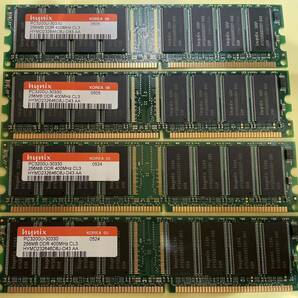 【管理9 npm】PC3200 256MB 4枚 計1GB DDR SDRAM hynixデスクトップ用メモリの画像1