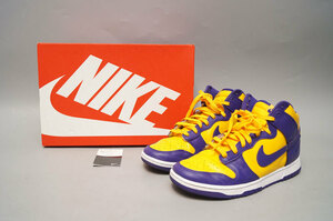 yh43-Nike ナイキ Dunk High Retro Lekers ダンク ハイ レトロ レイカーズ DD1399-500 イエロー パープル 28cm 箱付