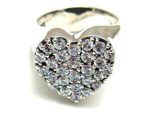 *** серебряный 925 Heart кольцо pave diamond 12 номер новый товар не использовался булавка кольцо для ключей Heart кольцо pave dia 