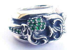 ★ ◆ ☆ Silver 925 Deart Kinger Ring с Pave Emerald № 17,5 ★ Dagger Heart Ring Кольцо нового неиспользованного кольца сердца кинжала