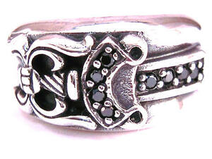 *** серебряный 925daga- кольцо with pave черный dia 11.5 номер новый товар не использовался булавка кольцо для ключей daga- кольцо 