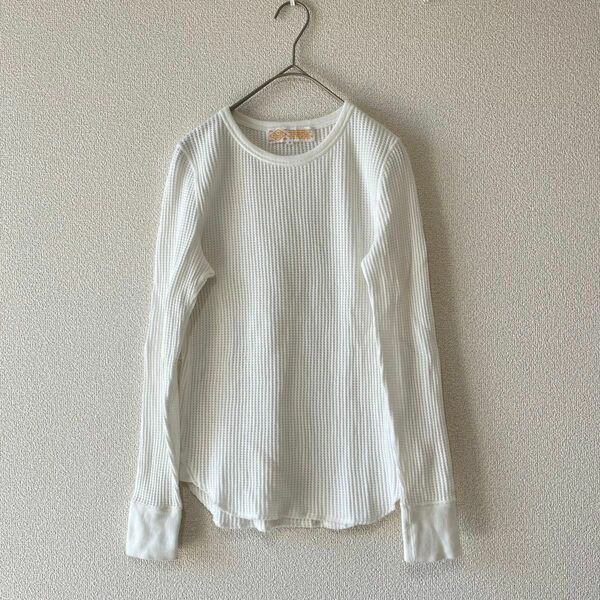 【美品】BEAMS サーマル　ワッフルロンT Sサイズ　日本製　ホワイト 長袖