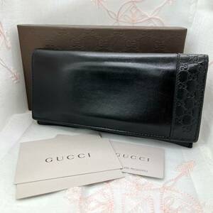 本物 正規品 GUCCI グッチ マイクロシマ GG シマ レザー 長財布 折財布 ロングウォレット 札入れ 小銭入れ カード入れ ブラック 男女兼用