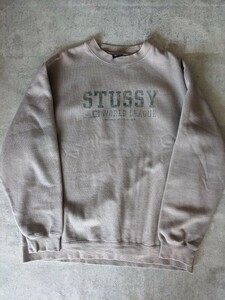 OLD STUSSY カレッジロゴ スウェット L ベージュ 90s ヴィンテージ トレーナー 裏起毛 ステューシー USA アメリカ 紺タグ アーカイブ 初期