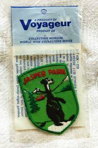 【未使用／当時物】カナダ観光土産　1970年代　Voyageur　Jasper Park ジャスパー国立公園モチーフ　ワッペン　Made in Canada