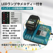 ブルー KPQ マキタ DC18RF 互換充電器 マキタ バッテリー14.4～18v充電器 USBポート充電付き 液晶パネル付き _画像4