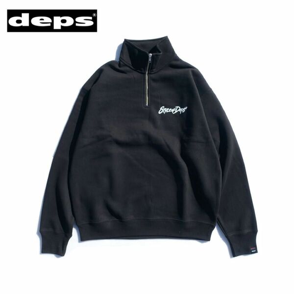 deps HALF ZIP SWEAT BLACK ブラック L デプス 新品 未使用 ハーフ ジップ スエット 黒 Lサイズ