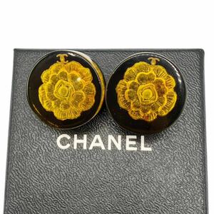 【美品】シャネル CHANEL 98A ココマーク カメリア ロゴ オーロラ イヤリング ゴールド ヴィンテージ