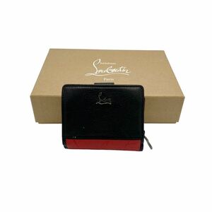 【良品】クリスチャンルブタン Christian Louboutin パロマ ミニ ウォレット レザー スニーカーソール 二つ折り財布 ブラック