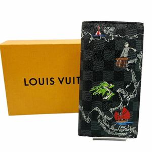 【良品】ルイヴィトン LOUIS VUITTON N40202 ダミエグラフィット マップ ポルトフォイユ ブラザ NM 地図 長財布 ブラック