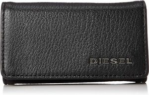 ★新品未使用/DIESEL/価格14080円★タグ付 ディーゼル メンズ ロゴ カウレザー 折り畳み キーケース ブラック