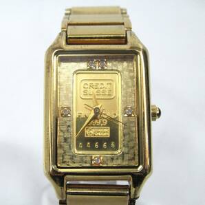 １円★中古 稼働品【klaeuse】クロイゼ K24 5Pダイヤ インゴット クォーツ 腕時計の画像2