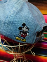 Disney Mickey Mouse ディズニー ミッキーマウス ロゴ刺繍 デニム キャップ 中古 ONEサイズ ムラサキスポーツ_画像1