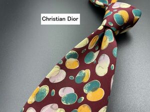 【超美品】ChristianDior　ディオール　ドット柄　ネクタイ　3本以上送料無料　ワインレッド　0205004