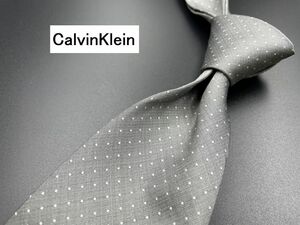 【超美品】CalvinKlein　カルバンクライン　ドット柄　ネクタイ　3本以上送料無料　グレイ　0205187