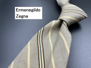 【美品】ErmenegildoZegna　エルメネジルドゼニア　レジメンタル柄　ネクタイ　3本以上送料無料　ブラウン系　0205196