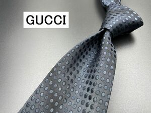 【美品】GUCCI　グッチ　ドット柄　ネクタイ　3本以上送料無料　ブラックネイビー　0205213