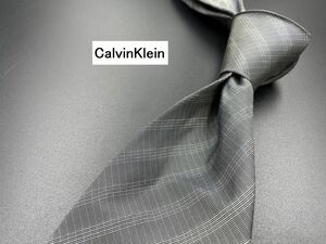 【美品】CalvinKlein　カルバンクライン　レジメンタル柄　ネクタイ　3本以上送料無料　グレイ　0205157