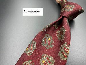 【美品】Aquascutum　アクアスキュータム　ペイズリー柄　ネクタイ　3本以上送料無料　ワインレッド　0205035