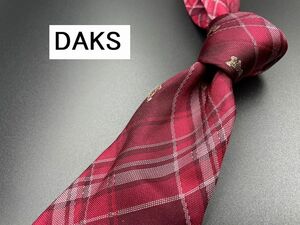 【美品】DAKS　ダックス　クマさん柄　ネクタイ　3本以上送料無料　ワインレッド　0302051