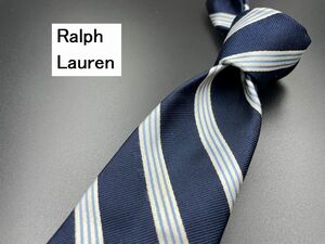 【超美品】Ralph Lauren　ラルフローレン　レジメンタル柄　ネクタイ　3本以上送料無料　ネイビー　0302138