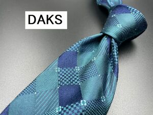 【超美品】DAKS　ダックス　チェック柄　ネクタイ　3本以上送料無料　ブルーネイビー　0302040