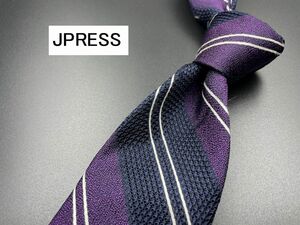 【超美品】JPRESS　ジェイプレス　レジメンタル柄　ネクタイ　3本以上送料無料　ネイビーパープル　0302061